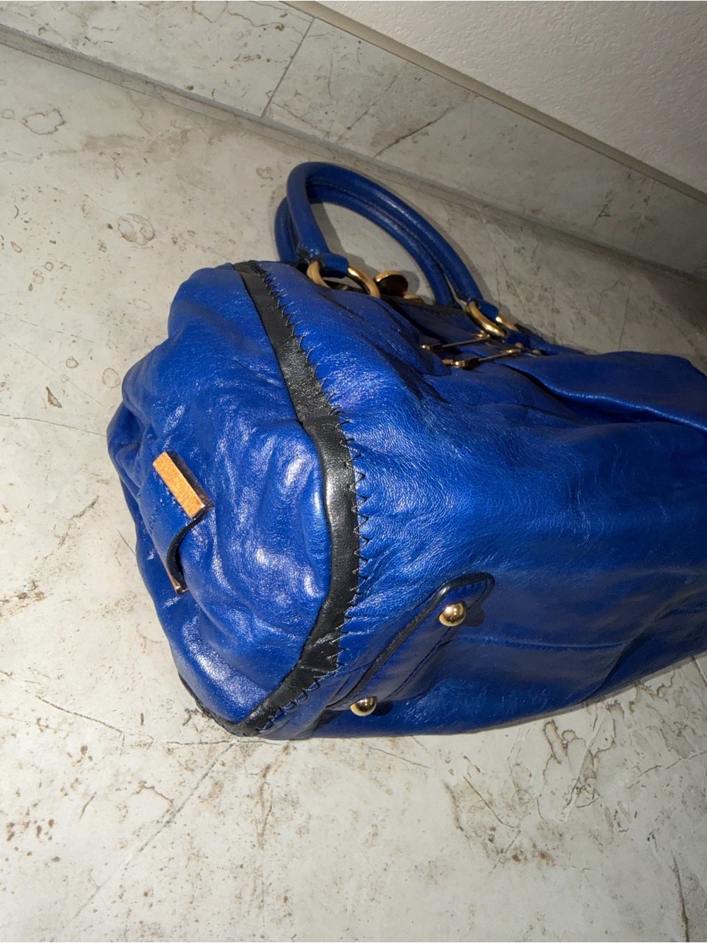 MARC JACOBS Cobalt Blue Safety Pin Stam Handbag - Picture 6 of 14